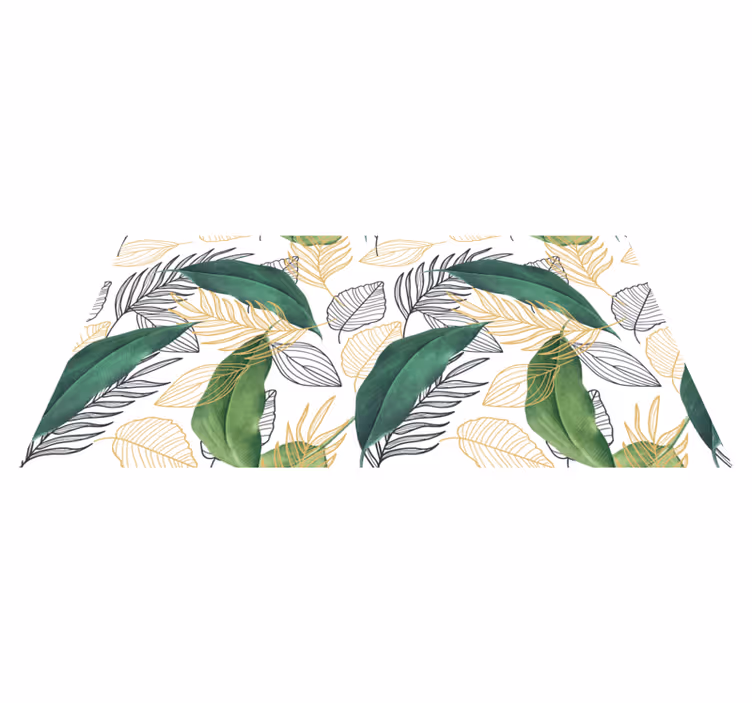Bathroom vinyl carpet with green and gold leaves - TenStickers