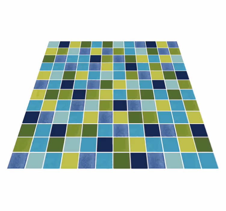 Bathroom vinyl carpet in blue and green tiles - TenStickers