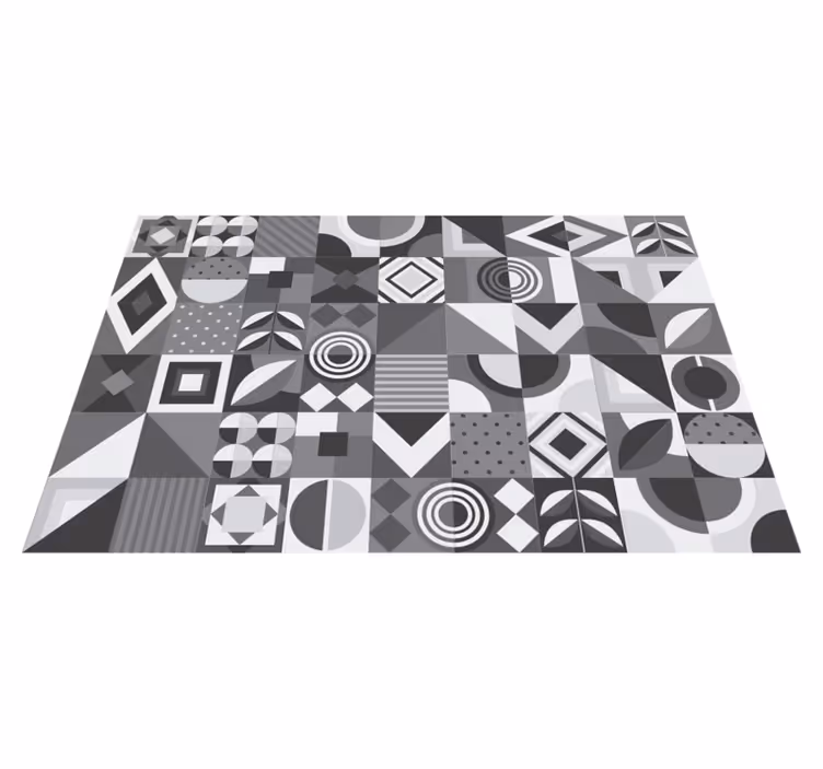 Bathroom vinyl carpet in gray geometric tiles - TenStickers