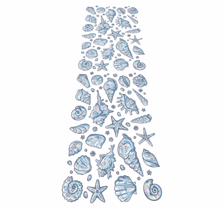Bathroom vinyl carpet seashell sketches shower - TenStickers
