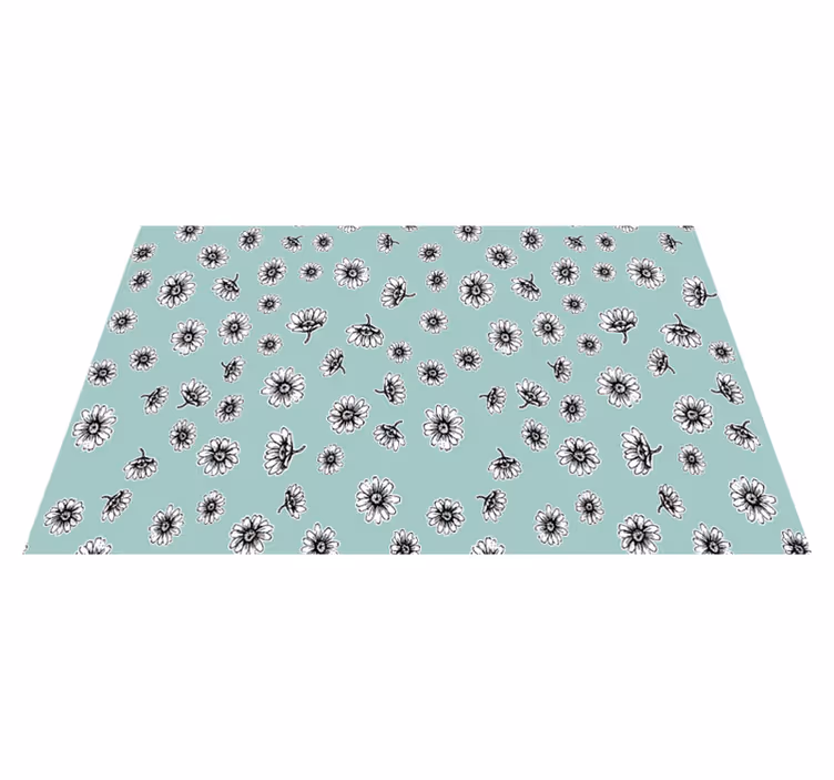 Floral vinyl carpet with charming white daisies - TenStickers