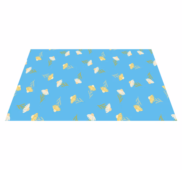 Floral vinyl carpet daisy pattern blue background - TenStickers