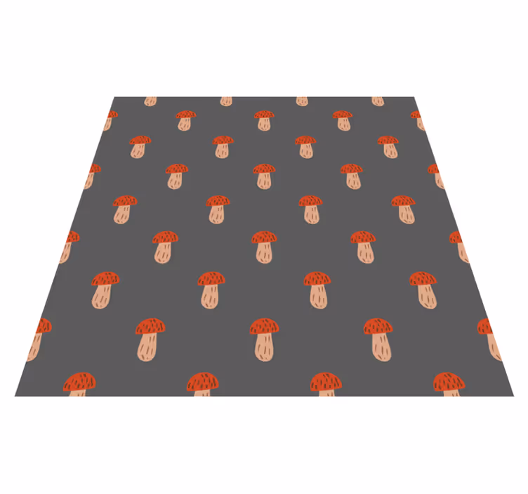 Floral vinyl carpet classic mushrooms gray background - TenStickers
