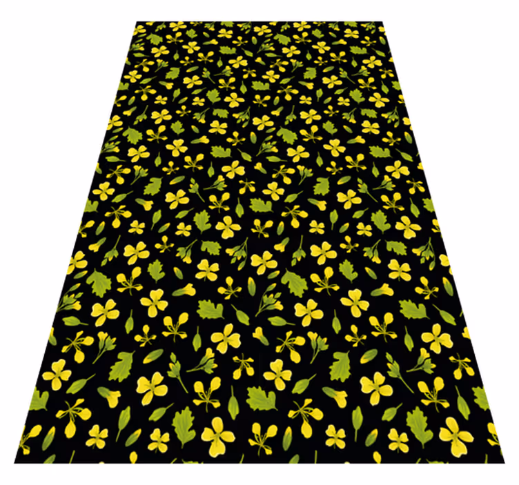 Floral vinyl carpet in black background with yellow - TenStickers