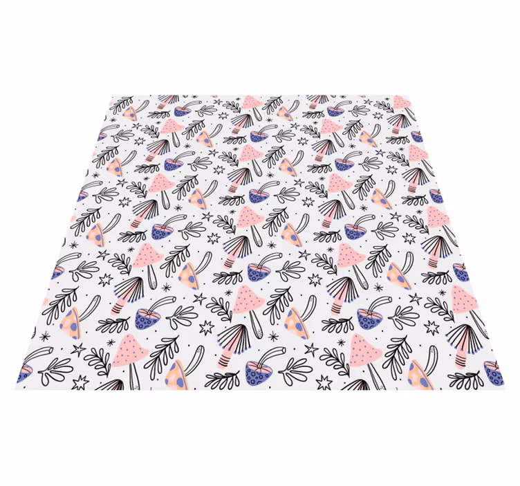 Classical mushrooms and flowers floral vinyl carpet - TenStickers