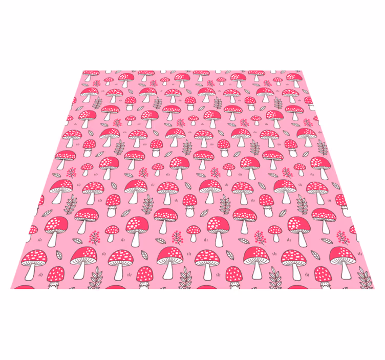 Floral vinyl carpet with classic mushrooms and plants - TenStickers