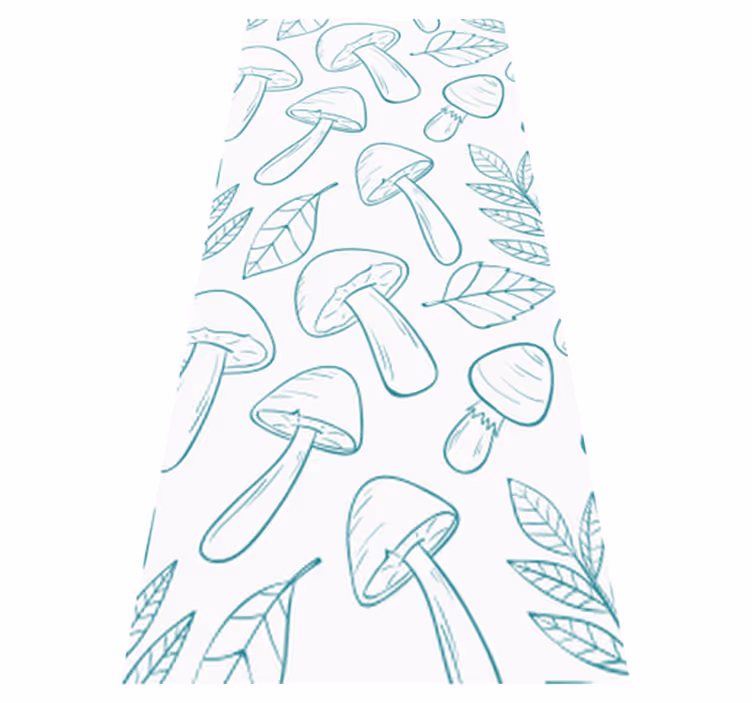 Floral vinyl carpet with white and light blue mushrooms - TenStickers