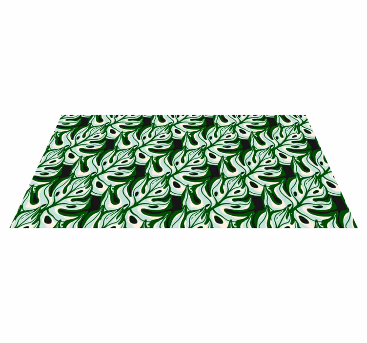 Floral vinyl carpet with vibrant black and green flora - TenStickers