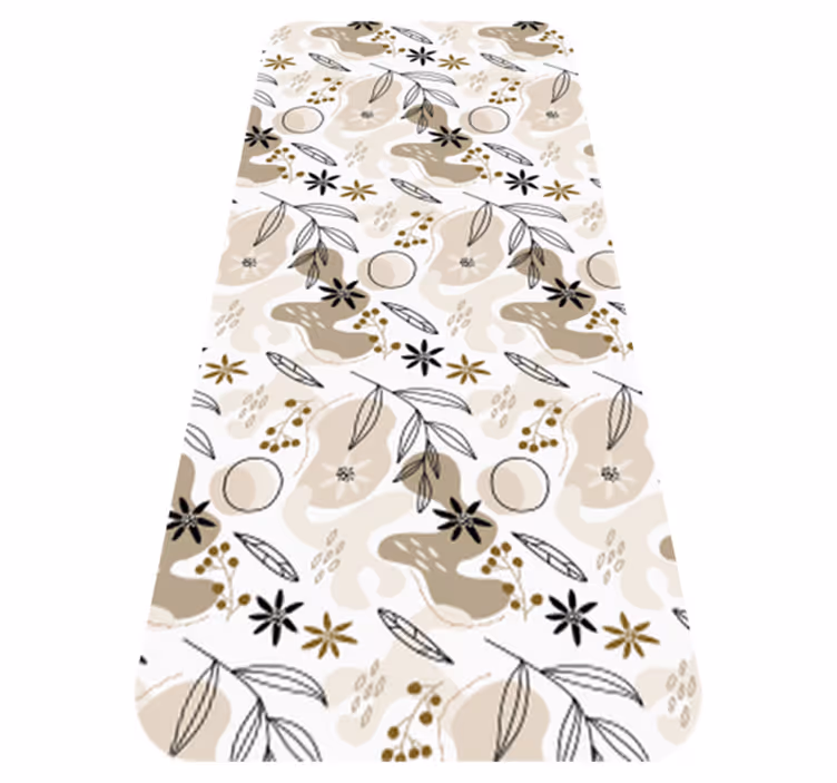 Floral vinyl carpet with stylish pink and beige leaves - TenStickers