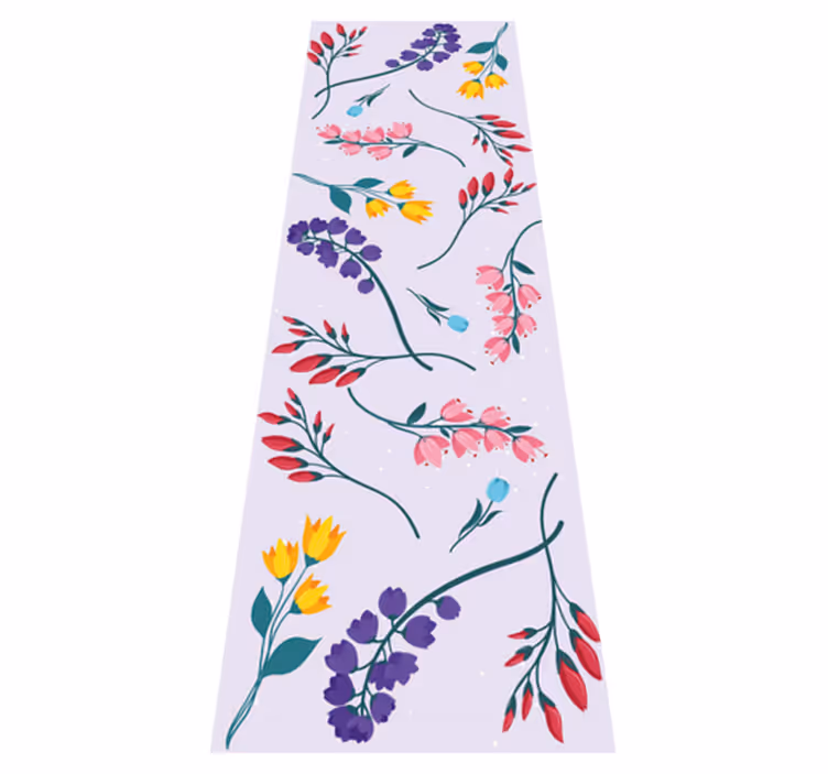 Floral vinyl carpet with minimalist garden flowers - TenStickers