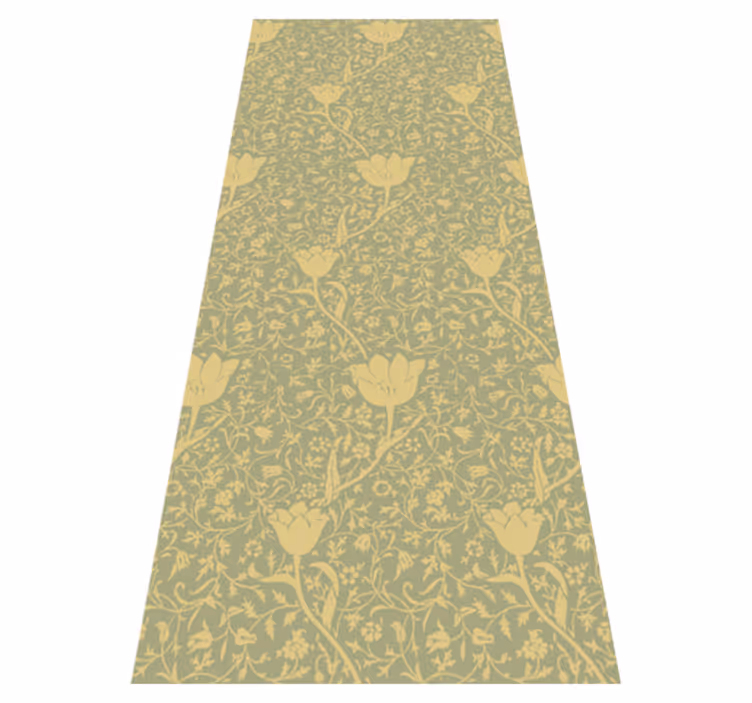 Floral vinyl carpet with subtle gold and green pattern - TenStickers