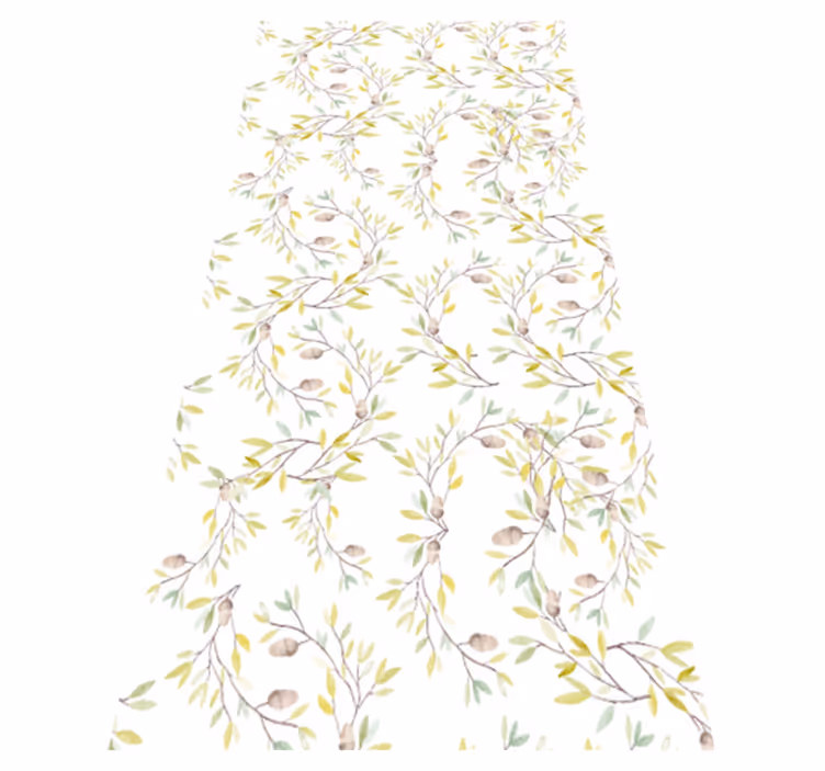 Floral vinyl carpet original watercolor green leaves pattern - TenStickers