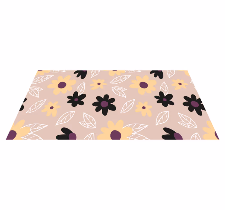 Floral vinyl carpet with vibrant modern blooms on beige - TenStickers
