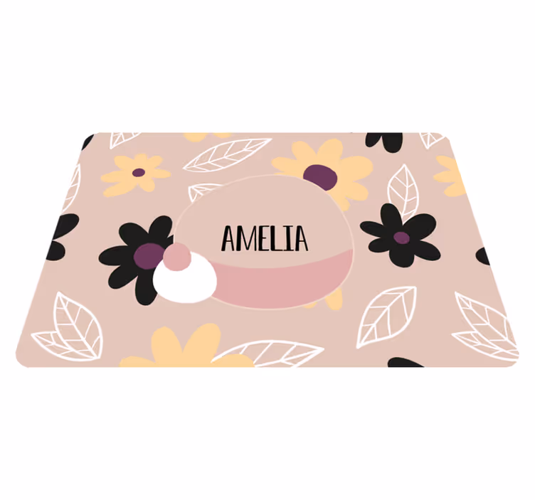 Floral vinyl carpet with vibrant flowers on beige - TenStickers