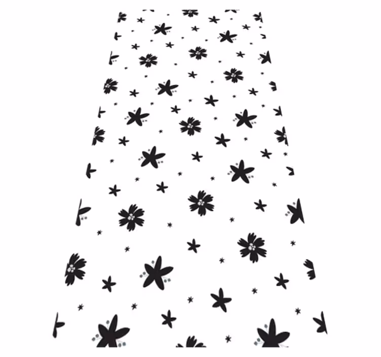 Floral vinyl carpet in black and white floral design - TenStickers