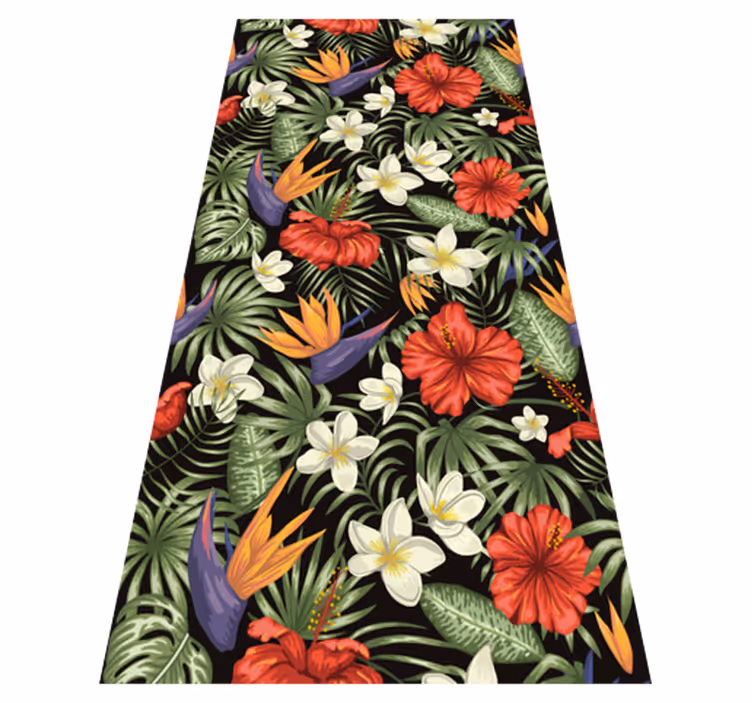 Floral vinyl carpet with tropical jungle plant design - TenStickers