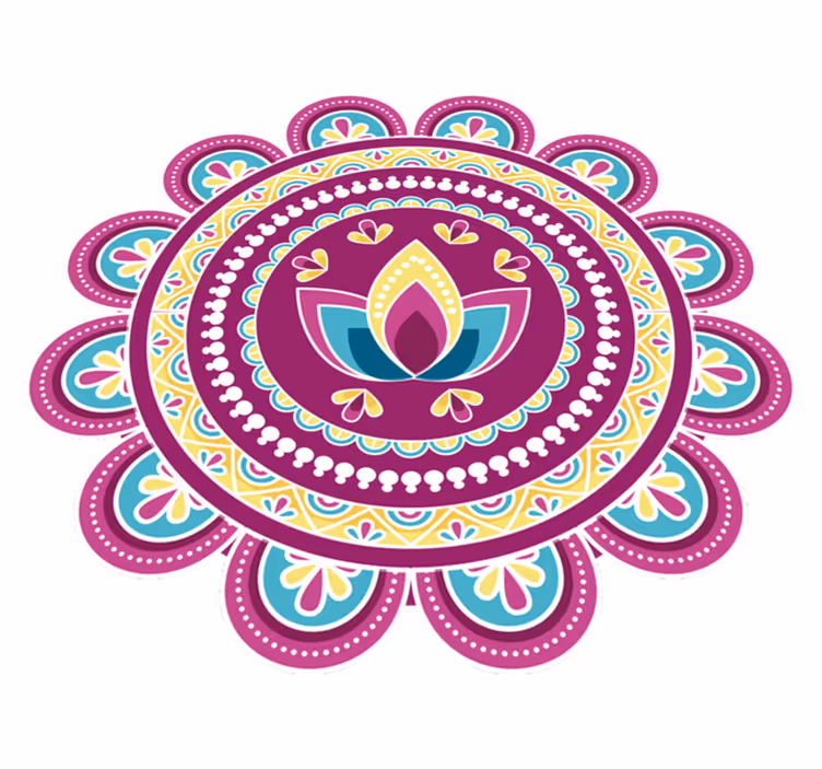 Floral vinyl carpet colorful lotus mandala - TenStickers