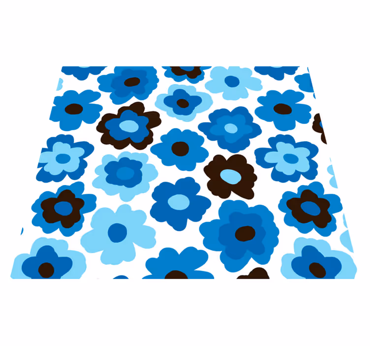 Floral vinyl carpet blue poppy - TenStickers