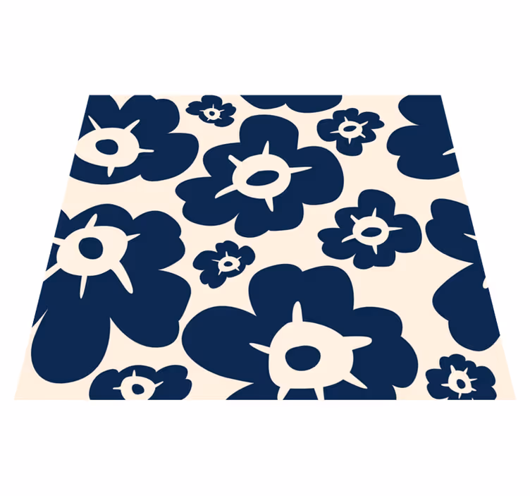 Floral vinyl carpet dark blue poppy - TenStickers