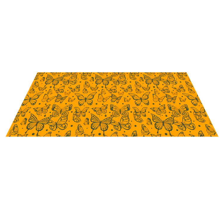 Floral vinyl carpet butterfly plant design - TenStickers