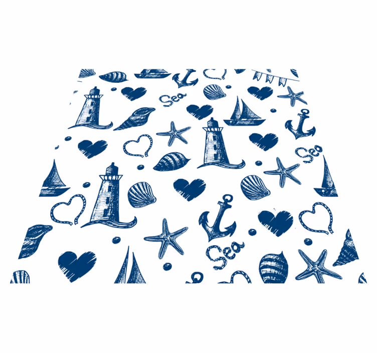 Floral vinyl carpet with nautical theme design - TenStickers