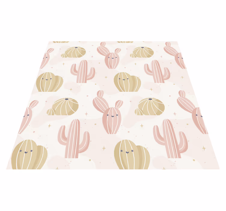Floral vinyl carpet with adorable cactus design - TenStickers