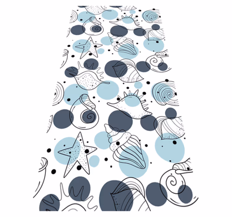 Floral vinyl carpet with chic shell designs - TenStickers