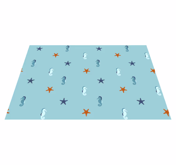 Floral vinyl carpet seahorse starfish design - TenStickers