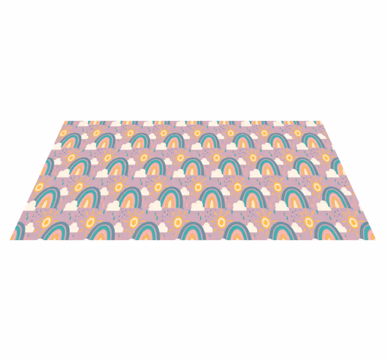 Playful colorful rainbows floral vinyl carpet - TenStickers