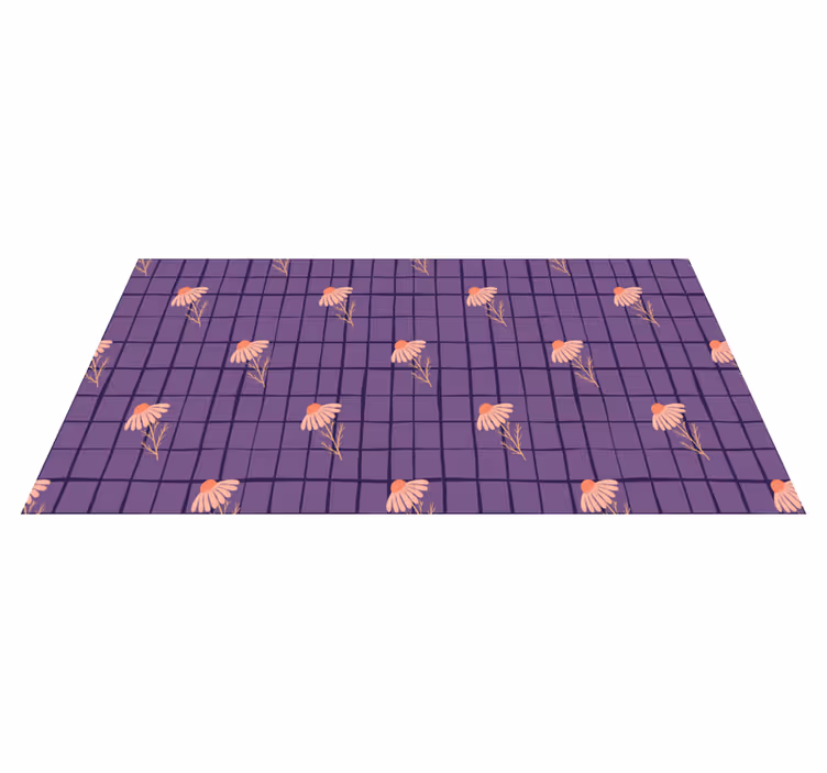 Floral vinyl carpet in purple floral design - TenStickers