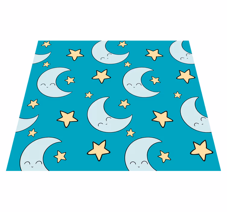 Star vinyl carpet with blue joyful moons - TenStickers