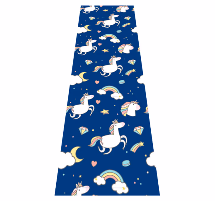 Star vinyl carpet with unicorn and rainbow design - TenStickers