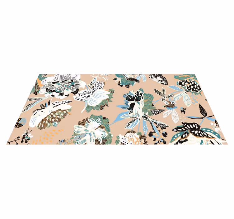 Living room vinyl carpet in neutral beige flowers - TenStickers