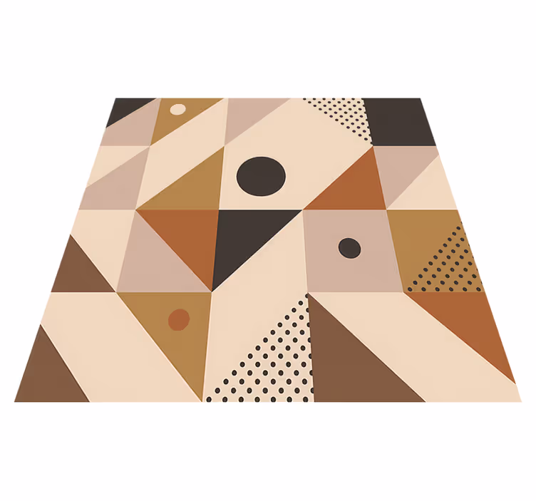 Geometric vinyl carpet in brown patchwork - TenStickers