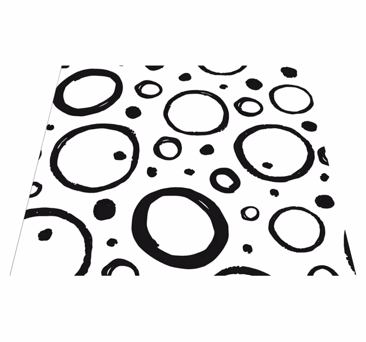 Geometric vinyl carpet in black and white circles - TenStickers