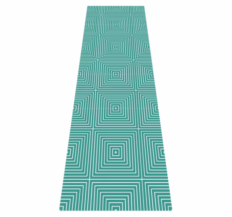 Geometric vinyl carpet green squares pattern - TenStickers