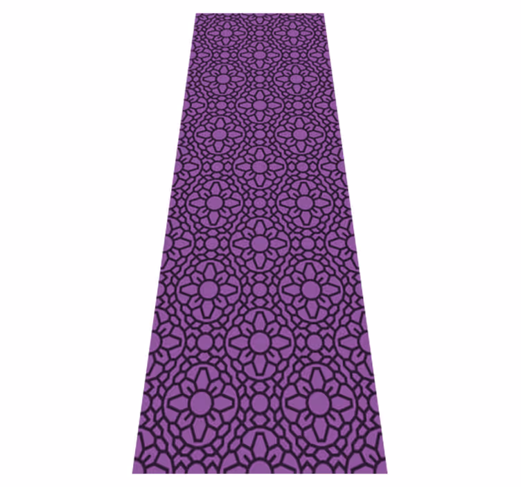Geometric vinyl carpet with purple circle flowers - TenStickers
