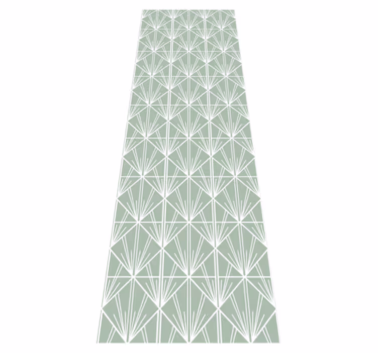 Geometric vinyl carpet in modern green and white design - TenStickers