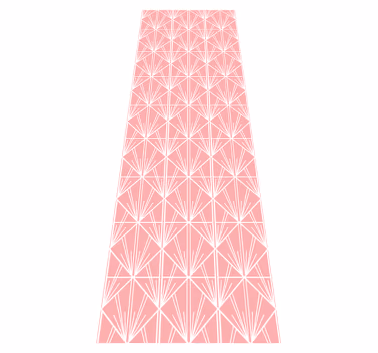 Geometric vinyl carpet with modern pink and white design - TenStickers