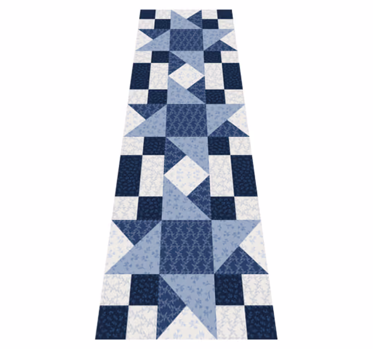 Geometric vinyl carpet patchwork blue star triangle - TenStickers
