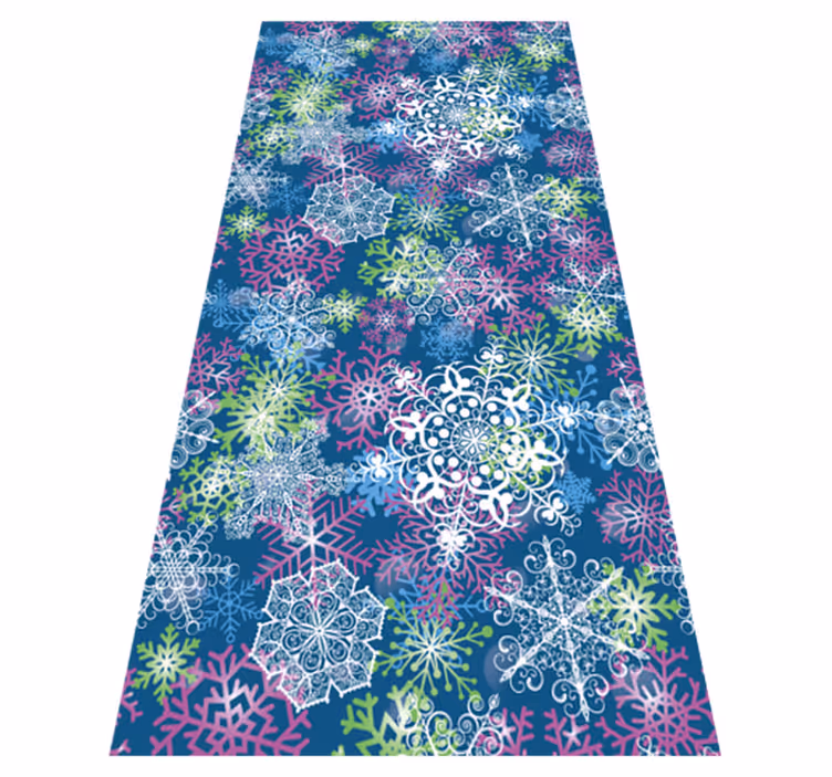 Christmas vinyl carpet with glowing snowflakes on blue - TenStickers