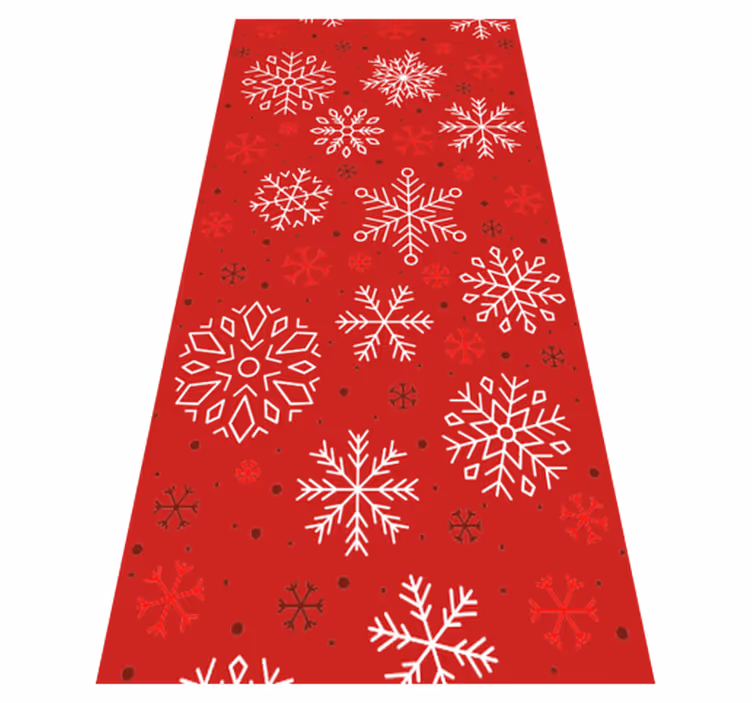 Christmas vinyl carpet snowflakes on red background - TenStickers