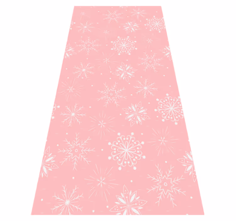 Christmas vinyl carpet white snowflakes on pink - TenStickers