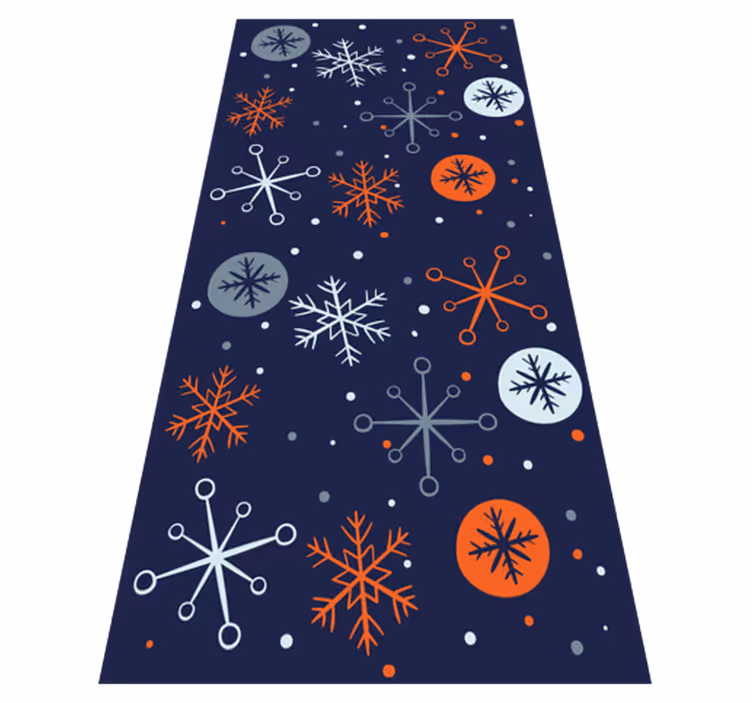 Christmas vinyl carpet with blue and orange snowflakes - TenStickers
