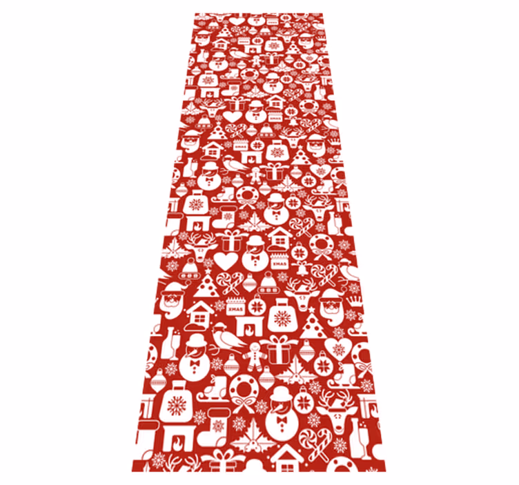 Christmas vinyl carpet with festive icons on red - TenStickers