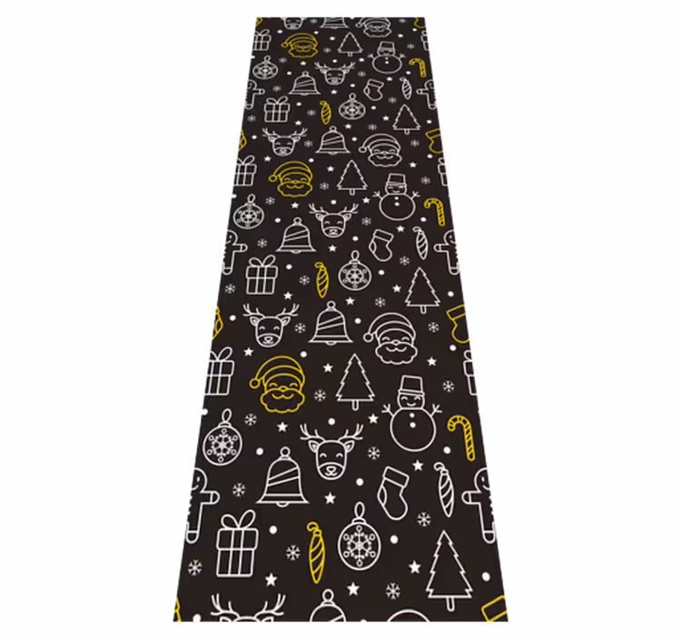 Christmas vinyl carpet white and yellow pattern on black - TenStickers