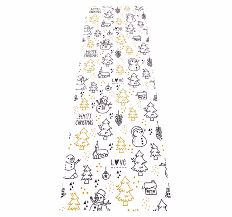Christmas vinyl carpet black and gold doodle design - TenStickers
