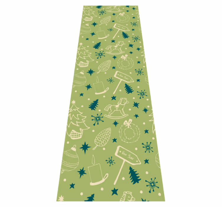 Christmas vinyl carpet with festive green design - TenStickers