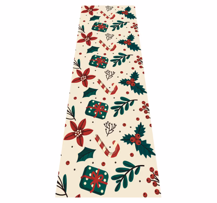 Christmas vinyl carpet with green and red vintage pattern - TenStickers