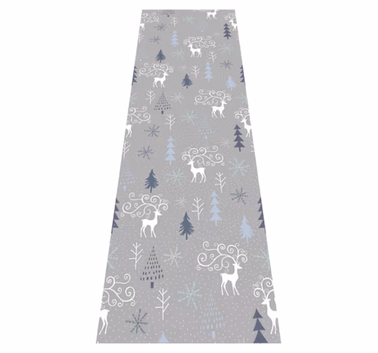 Christmas vinyl carpet with white reindeer and trees - TenStickers